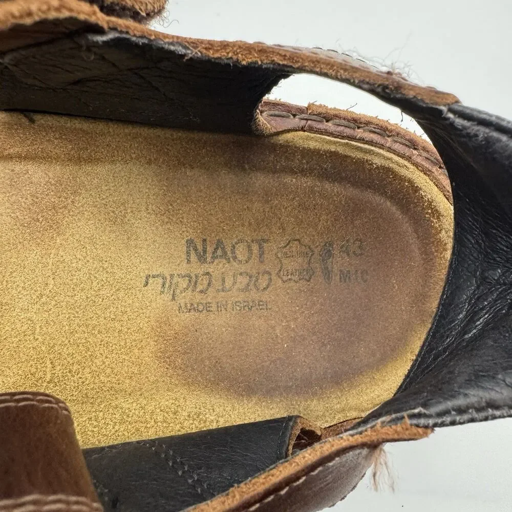 NAOT Men's Lappland Sz 43/10 Brown Leather Adjustable Strap Walking Sandals